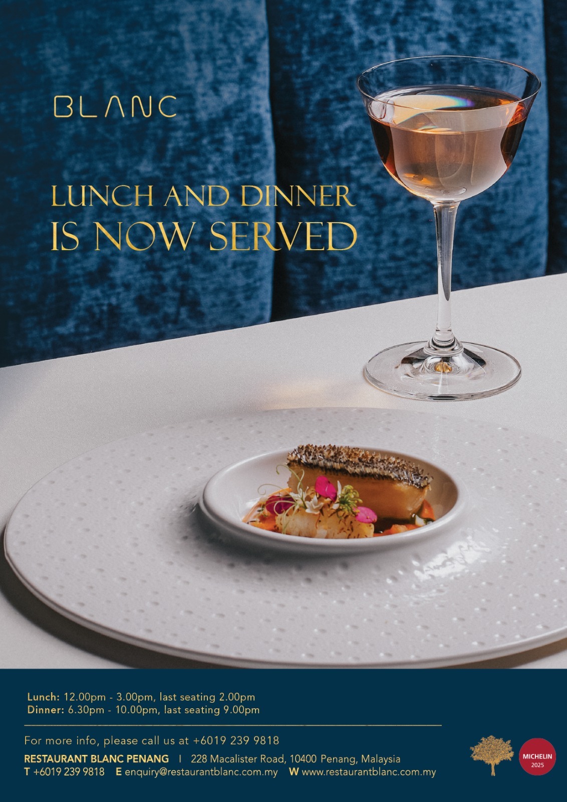 Blanc Open for Lunch and Dinner